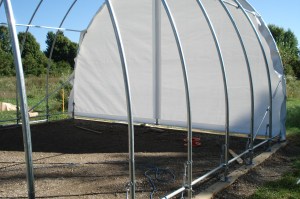 Rear wall of the garage with  anchor legs in place